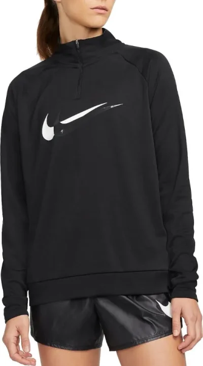 Nike Dri Fit Swoosh Run 1 4 Zip Midlayer svört Kvenna