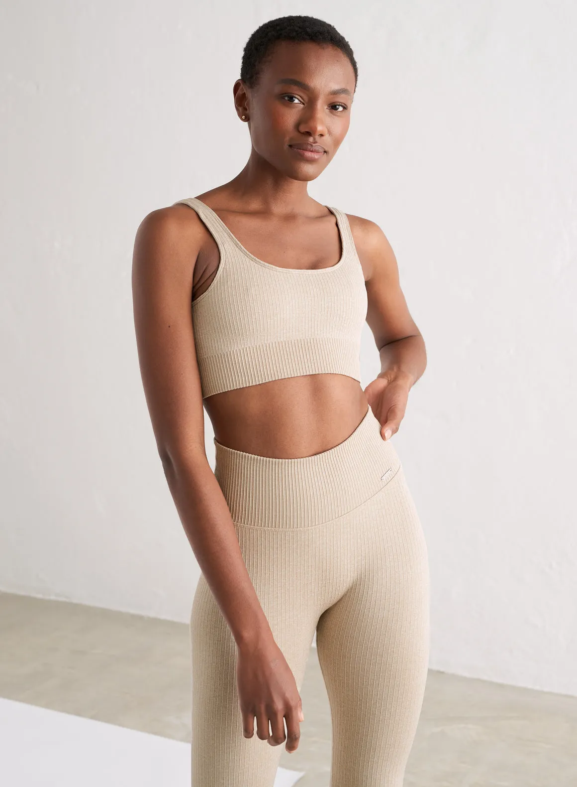 Aim'n Beige Ribbed Seamless Bra2