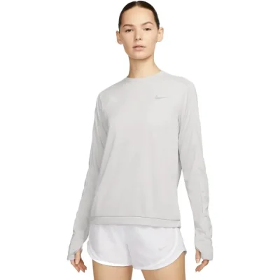 Nike Dri-FIT Crew-Neck Longsleeve Running Top Silver Kvenna