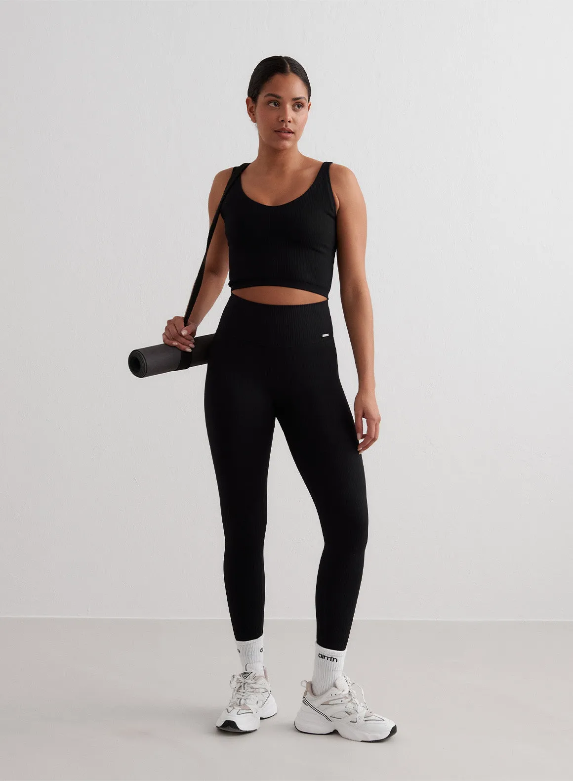 Aim'n Black Ribbed Seamless Tights3