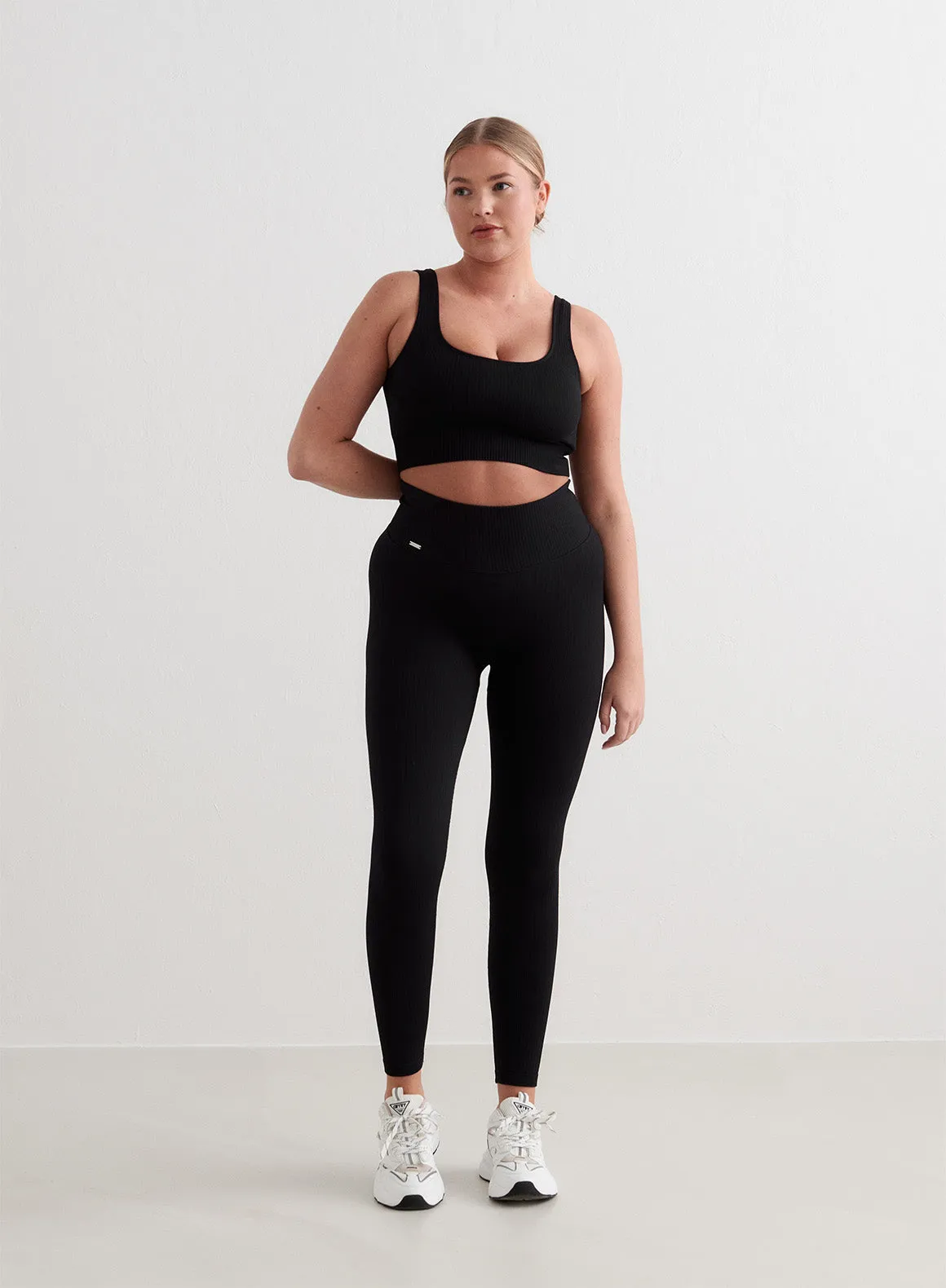 Aim'n Black Ribbed Seamless Tights5