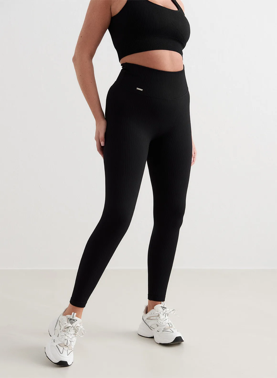 Aim'n Black Ribbed Seamless Tights7