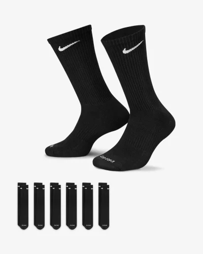 Nike Everyday Plus Cushioned Training Crew Socks Svartir (6 Pairs)