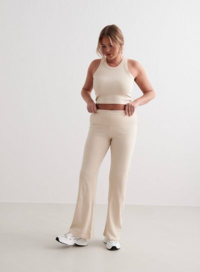 aimn Cafe Au Lait Ease Ribbed Pants