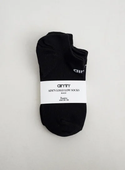 aimn Logo Low Socks 3-pack Black