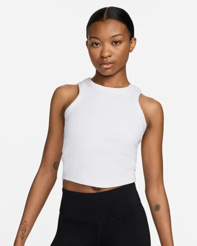 Nike One Fitted Dri-FIT Cropped Tank Top Hvítur Kvenna