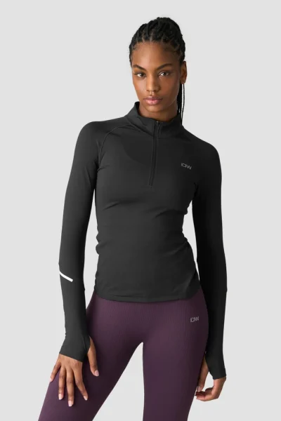 ICIW Everyday Long Sleeve 1/4 Stripe Zipper Svört Kvenna