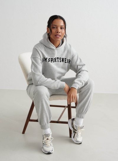 aimn Grey Melange Varsity Classic Sweatpants