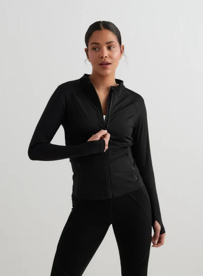 aimn Black Sculpting Zip Jacket