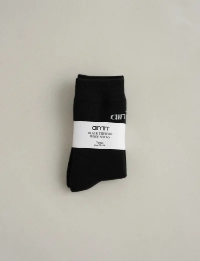 aimn Black Thermo Wool Socks