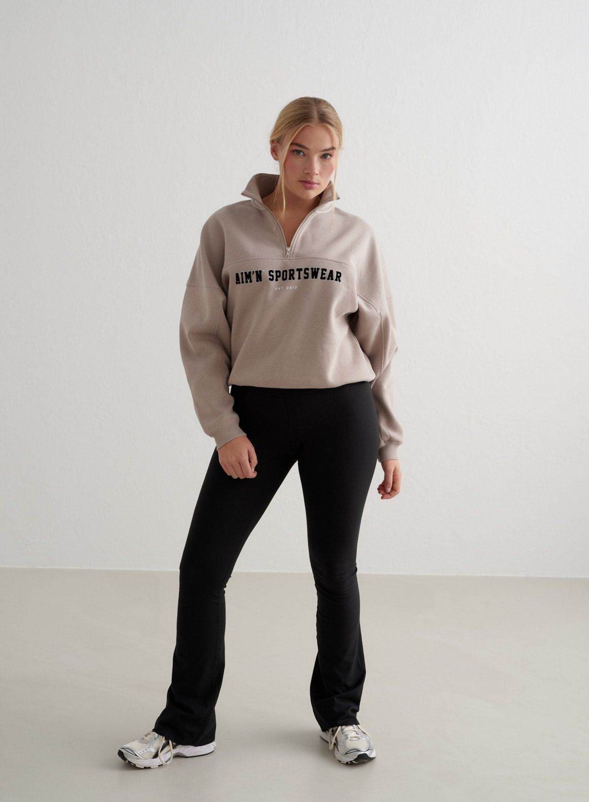 DARK CLAY VARSITY SWEAT HALF ZIP_11791