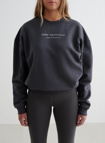 aimn Shadow Grey Serif Sweatshirt