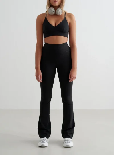 aimn Black Sense Flare Tights