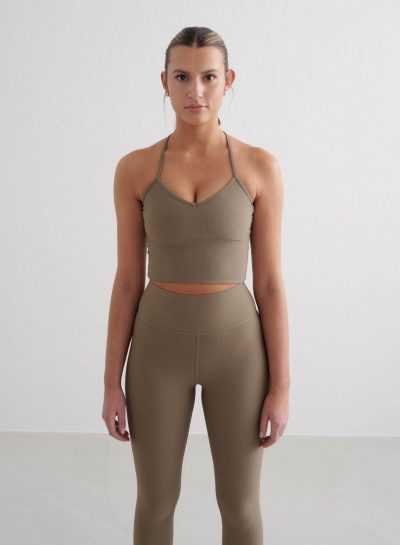 aimn Nougat Ribbed Performance Bralette