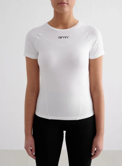 aimn White Soft Basic Short Sleeve