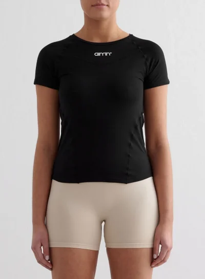 aimn Black Soft Basic Short Sleeve