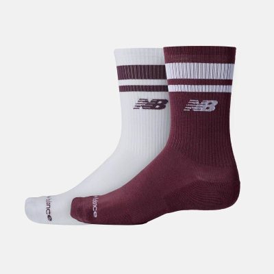 New Balance Run Repreve Midcalf 2 Pack Sokkar Burgundy White