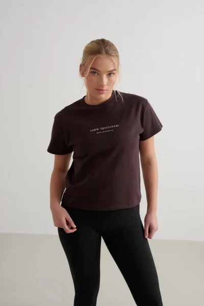 aimn Cacao Serif Boxy T-Shirt