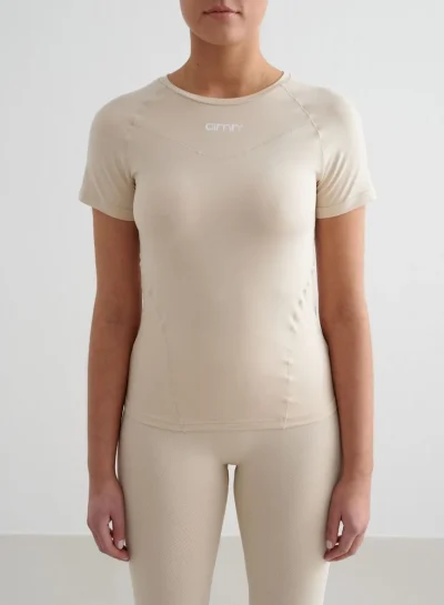 aimn Cafe Au Lait Soft Basic Short Sleeve