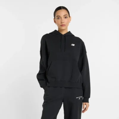 New Balance Reimagined Fleece Hoodie Svört Kvenna