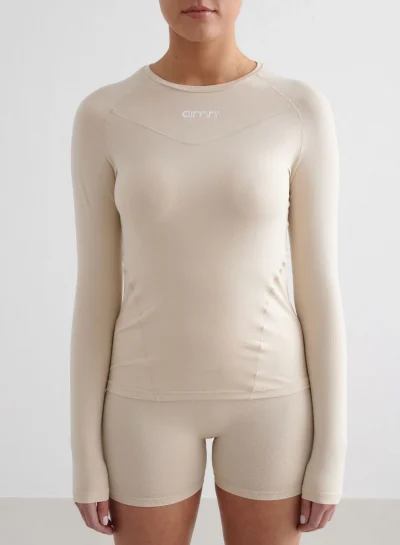 aimn Cafe Au Lait Soft Basic Long Sleeve