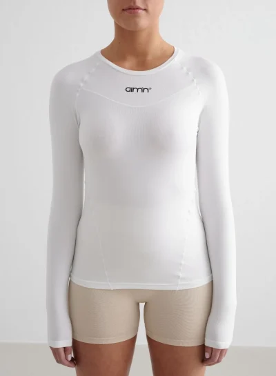 aimn White Soft Basic Long Sleeve