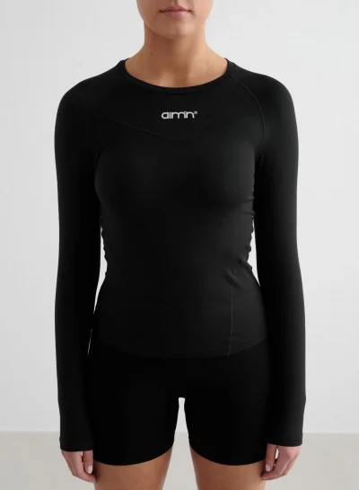 aimn Black Soft Basic Long Sleeve