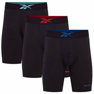 Reebok Sports Trunks Long Nærbuxur 3 Pack Svartar Karla