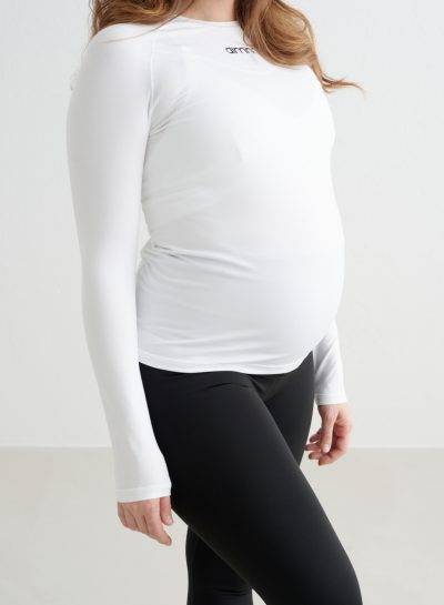 aimn White Soft Basic Maternity Long Sleeve