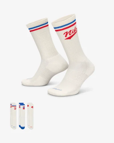 Nike Everyday Plus Crew Socks Hvítir Retro (3 pör)