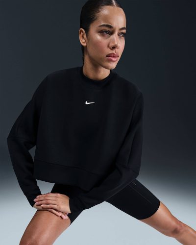Nike Prima Dri-FIT Oversized Crew-Neck Cropped Top Svört Kvenna