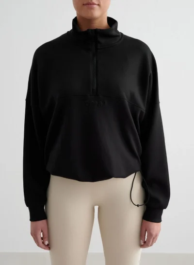 aimn Black Comfy Modal Half Zip