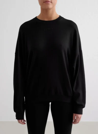 aimn Black Comfy Modal Sweatshirt