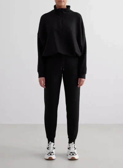 aimn Black Comfy Modal Pants