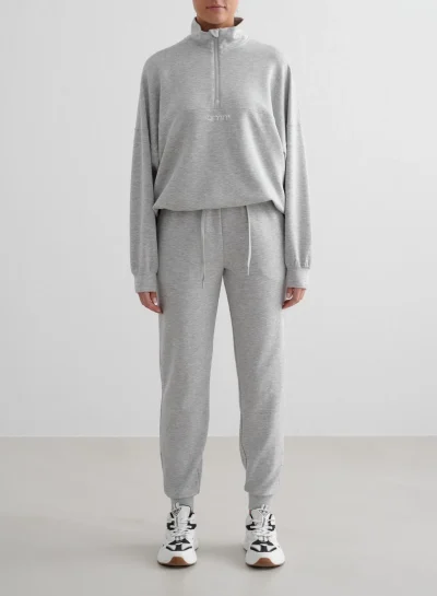 aimn Light Grey Melange Comfy Modal Pants