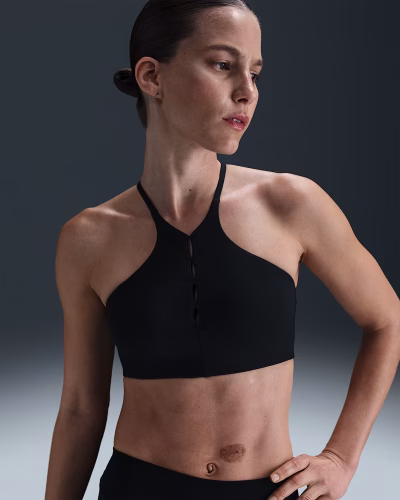 Nike One Keyhole Light Support Padded High Neck Sports Bra Kvenna Svartur
