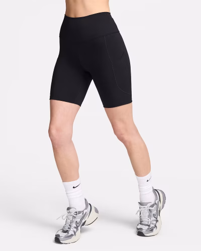 Nike One High Waisted 8 Inch Biker Shorts with Pockets Svartar Kvenna