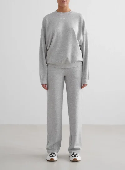 aimn Light Grey Melange Comfy Modal Wide Pants
