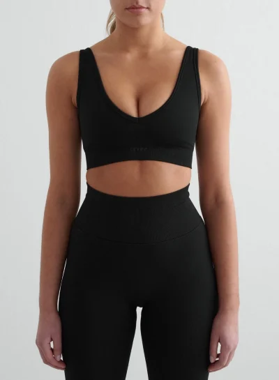 aimn Black Shape Seamless Deep Cut Bra