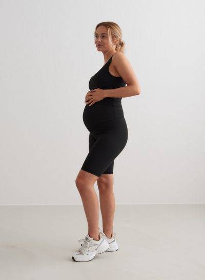 aimn Black Sense Maternity Biker Shorts