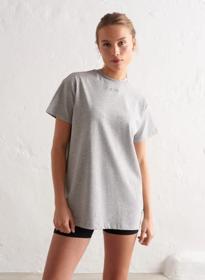 aimn Grey Melange Boyfriend T-shirt
