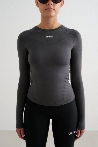 aimn Shadow Grey Soft Basic Long Sleeve