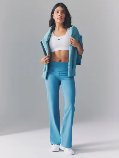 Nike One Dri-FIT High-Waisted Fold-Over Pants Smokey Blue Kvenna