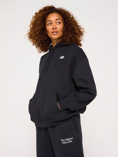 New Balance Sport Essentials Fleece Hoodie Svört Kvenna