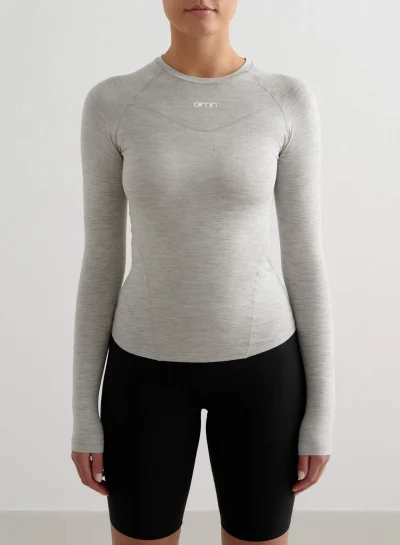 aimn Grey Melange Soft Basic Long Sleeve