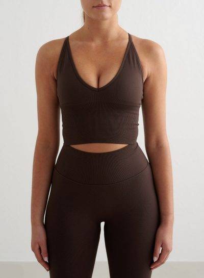 aimn Chocolate Shape Seamless Cross Back Bralette
