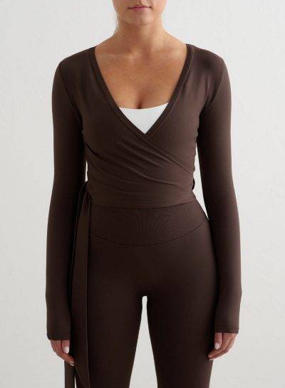 aimn Chocolate Shape Seamless Wrap Long Sleeve