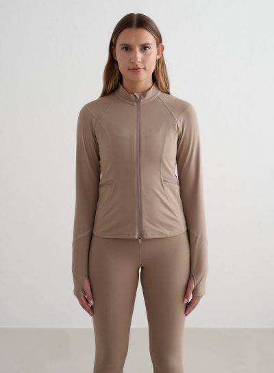 aimn Espresso Reflective Warming Zip Jacket