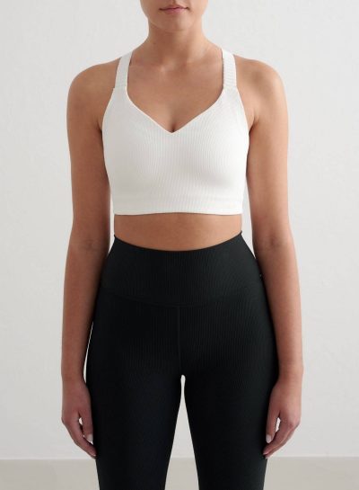 aimn White Ribbed nursing Bra (Performance Support)