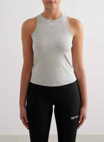 aimn Grey Melange Soft Basic Singlet